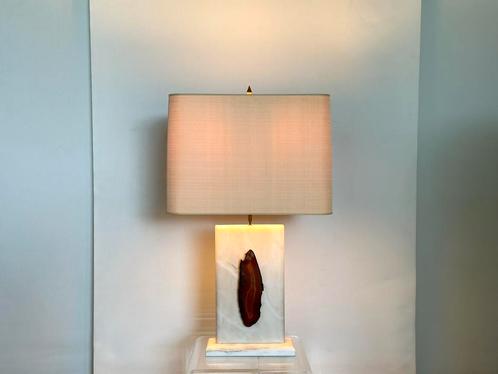 Vintage marble tablelamp met fossiel, Huis en Inrichting, Lampen | Tafellampen, Zo goed als nieuw, Minder dan 50 cm, Ophalen of Verzenden