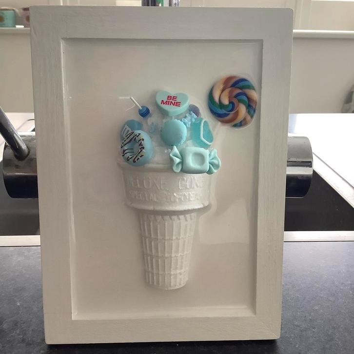 Handgemaakt 3D IJsjes Schilderijtje, Huis en Inrichting, Woonaccessoires | Wanddecoraties, Nieuw, Verzenden