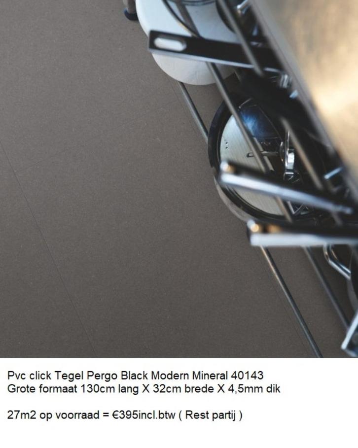 27m2 Pvc Click Tegel Black Modern Mineral 40143 = €395, Huis en Inrichting, Stoffering | Vloerbedekking, Nieuw, Laminaat, Grijs