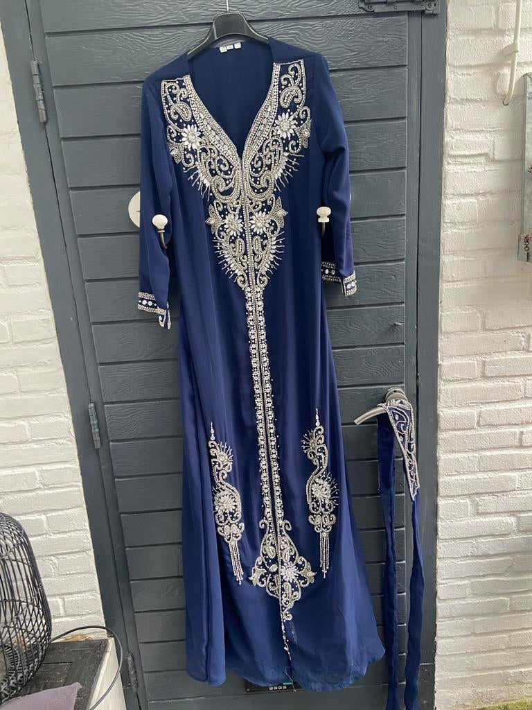 Prachtige blauwe carnavalsjurk met details, Blauw, Ophalen of Verzenden, Zo goed als nieuw, Maat 36 (S)