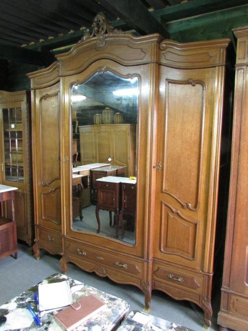 antiek eiken zeer groot linnenkast hang leg spiegeldeur kuif, Antiek en Kunst, Curiosa en Brocante, Ophalen of Verzenden