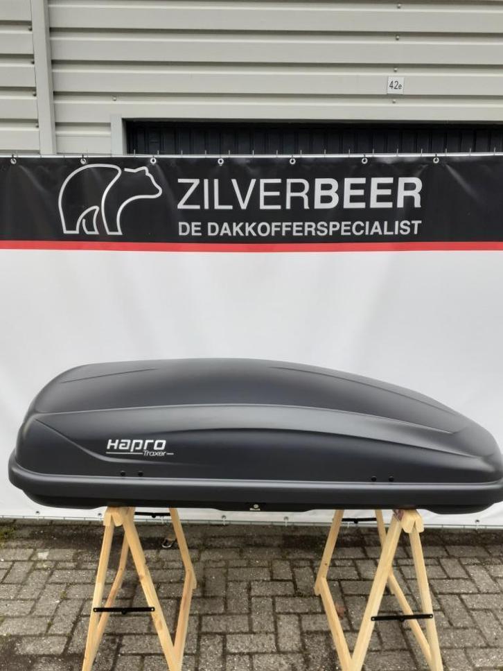Te huur: Hapro Traxer 5.6 Skibox + Thule Dakdragers, Auto diversen, Dakkoffers, Zo goed als nieuw, Ophalen
