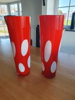Mooie rode vazen met witte grote stippen hoogte 46.5 cm rond, Huis en Inrichting, Woonaccessoires | Vazen, Ophalen of Verzenden
