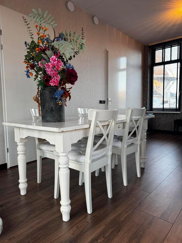 Wit Houten Eettafel €50, Huis en Inrichting, Tafels | Eettafels, Gebruikt, 50 tot 100 cm, 150 tot 200 cm, Rechthoekig, Ophalen