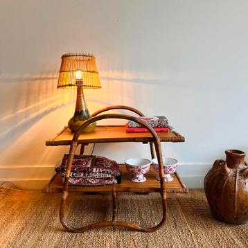Franse rotan bamboe theetafel bijzettafel vintage beschikbaar voor biedingen