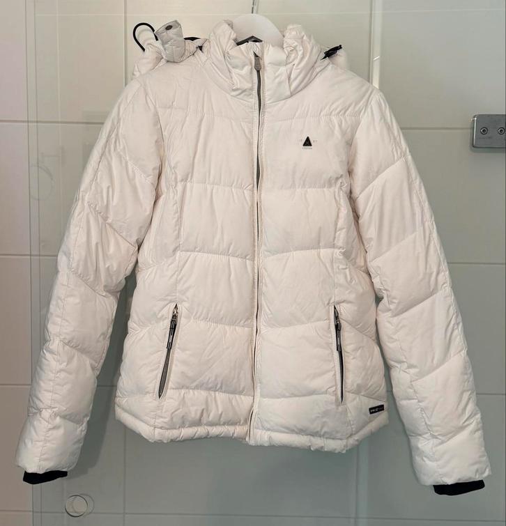 Witte ski jas - Maat L, Kleding | Dames, Wintersportkleding, Zo goed als nieuw, Jack, Maat 42/44 (L), Ophalen of Verzenden