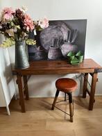 Teakhouten sidetable/bureau, stoelen, zinken kan, tafel, Ophalen, 100 tot 150 cm, Metaal, Nieuw