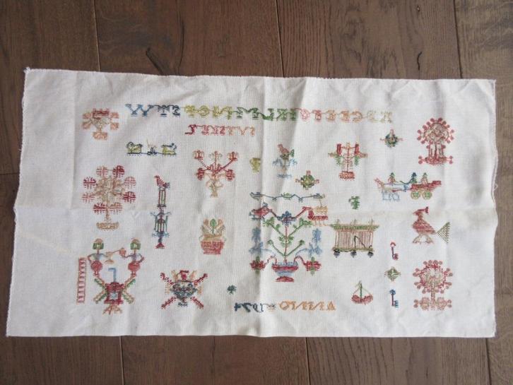 Merklap zonder lijst Sytske T Anno 1974, Hobby en Vrije tijd, Borduren en Borduurmachines, Zo goed als nieuw, Overige typen, Handborduren