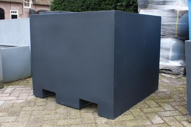 2 x grote bloembak bloempot Cube XXL antraciet Polystone, Tuin en Terras, Bloembakken en Plantenbakken, Nieuw, Overige materialen