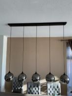 Hanglamp zwart met smoke glas (5-lichts), Huis en Inrichting, Lampen | Hanglampen, Ophalen, Zo goed als nieuw, Glas, 75 cm of meer