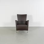 2x Montis Windy Fauteuil Bruin Leder - Staal, 75 tot 100 cm, Ophalen of Verzenden, Zo goed als nieuw, Metaal