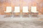 ZGAN! 4 gebroken witte leren Leolux Natello design stoelen, Huis en Inrichting, Stoelen, Leolux, Leolux, Wit, Design
