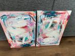 Twee canvas doeken abstract kleurrijk 60x40 cm, Ophalen, Zo goed als nieuw