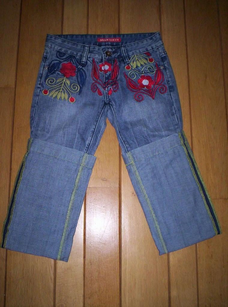 MISS SIXTY spijkerbroek met bloemen maat 36, Blauw, Ophalen of Verzenden, Zo goed als nieuw, W28 - W29 (confectie 36)