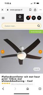 Plafondventilator met lamp wit met hout print ventilator, Witgoed en Apparatuur, Ventilatoren, Ophalen, Zo goed als nieuw, Plafondventilator