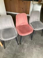 Velvet eetkamerstoelen Blatt, Huis en Inrichting, Stoelen, Ophalen, Drie, Zo goed als nieuw, Metaal