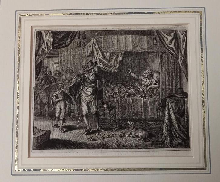 A66-10 Cats - Gravure ter illustratie gezegde, Antiek en Kunst, Kunst | Etsen en Gravures, Ophalen of Verzenden