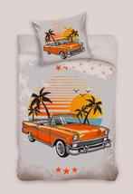 1-Persoons dekbedovertrek retro oldtimer auto oranje NIEUW!, Eenpersoons, Dekbedovertrek, Nieuw, Oranje