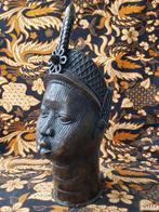 Groot authentiek Oduduwa hoofd uit Afrika van Benin brons., Ophalen of Verzenden