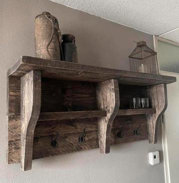 ~Stoer Sober Landelijk Houten Wandrek/Kapstok/Regaal~ beschikbaar voor biedingen