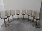 Vintage Retro Wijn glazen Van Rookglas / Set 8 Stuks glas, Huis en Inrichting, Keuken | Servies, Glas of Glazen, Ophalen of Verzenden