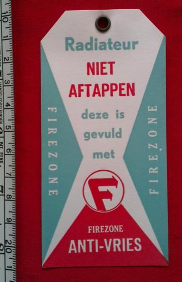 Firezone Anti-vries kaartje voor de radiateur MANN sticker beschikbaar voor biedingen