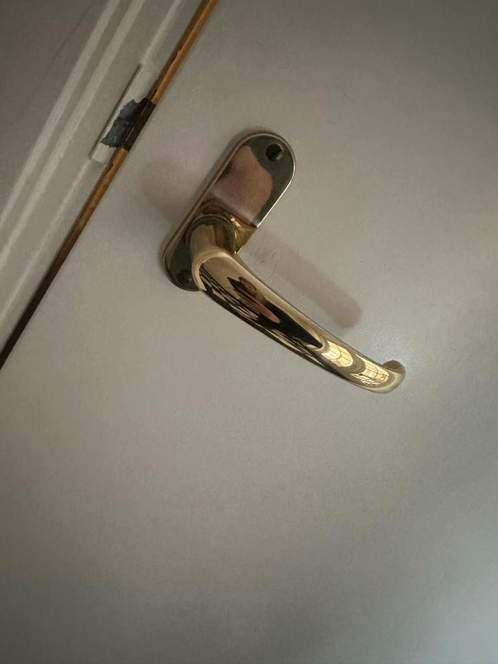 Messing Deurbeslag - Klink met Slot, Doe-het-zelf en Verbouw, Hang- en Sluitwerk, Gebruikt, Klink of Kruk, Koper of Messing, Ophalen