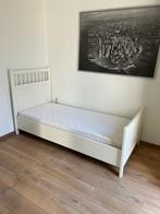 Eenpersoonsbed hout wit inclusief matras, Ophalen, 100 cm, Eenpersoons, Wit
