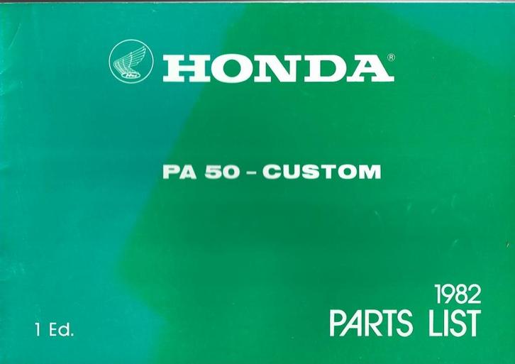 Honda PA50 Custom parts list (3208z) bromfiets, Fietsen en Brommers, Handleidingen en Instructieboekjes, Zo goed als nieuw, Ophalen of Verzenden