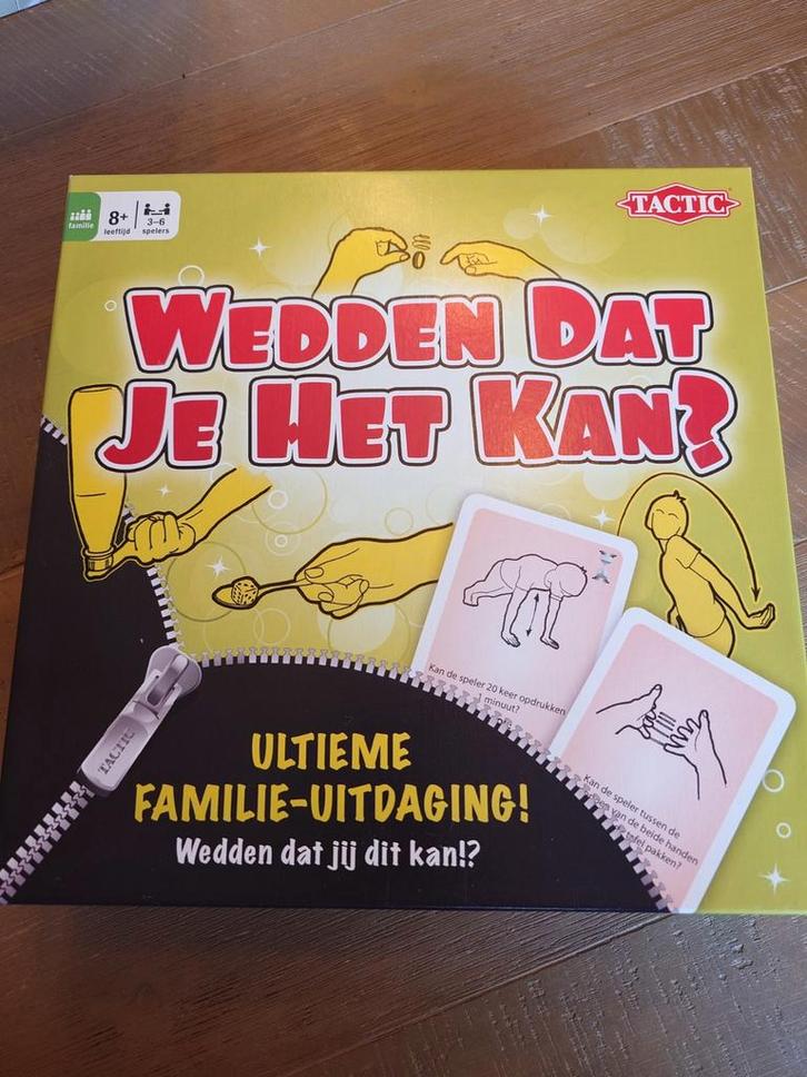 Wedden Dat Je Het Kan? - Familie Uitdaging!, Hobby en Vrije tijd, Gezelschapsspellen | Bordspellen, Zo goed als nieuw, Drie of vier spelers