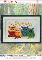 Cado aanbieding permin borduurpakket, 4 gekleurde uilen 3303, Ophalen of Verzenden, Nieuw, Handborduren, Borduurpakket