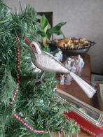oude glazen kerstbal model zilveren vogel, Ophalen of Verzenden, Gebruikt