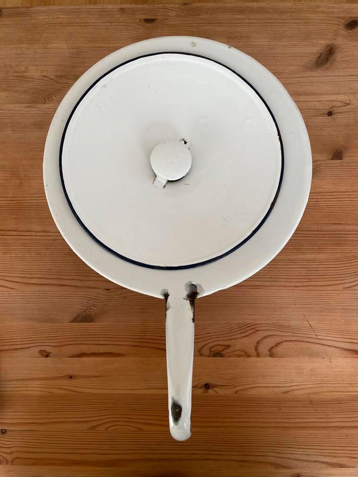 Antieke bedpan / steek en pispot met deksel  +/- 100 jaar, Antiek en Kunst, Antiek | Emaille, Ophalen of Verzenden