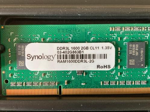 Synology Memory 2GB DDR3L-1600 SO-DIMM (RAM1600DDR3L-2G), Computers en Software, RAM geheugen, Nieuw, Server, 2 GB, DDR3, Ophalen of Verzenden