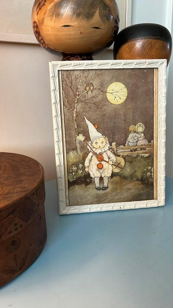 Antieke prent Freddie Langeler in houten lijstje, Antiek en Kunst, Curiosa en Brocante, Ophalen of Verzenden