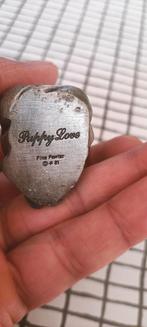 Tinnen beeldje meisje met puppy, Ophalen of Verzenden