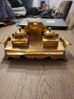 Antieke koperkleurige inktpot met inktpotten, Ophalen of Verzenden