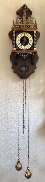 Oude houten klok met wekker te koop, Antiek en Kunst, Antiek | Klokken, Ophalen