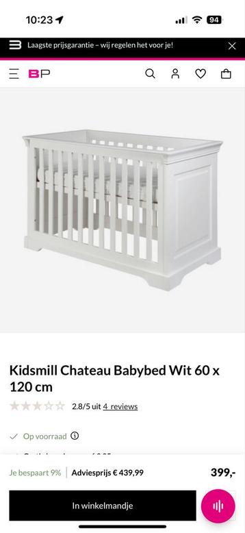 Kidsmill ledikant Marseille (Chateau Babybed 60 x 120 cm) beschikbaar voor biedingen
