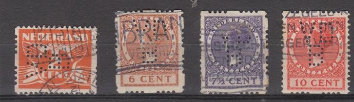 4 rolzegels perfin VDB, Postzegels en Munten, Postzegels | Nederland, Gestempeld, T/m 1940, Verzenden