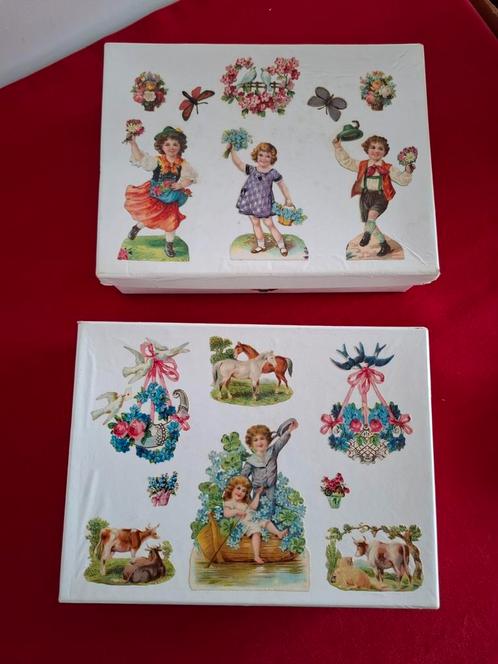 2 doosjes poesieplaatjes, Antiek en Kunst, Curiosa en Brocante, Ophalen of Verzenden