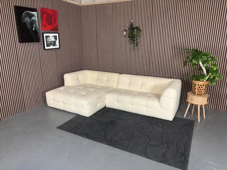 GRATIS LEVERING Teddystof Loungebank Crème 290x160 GEREINIGD, Huis en Inrichting, Banken | Bankstellen, Zo goed als nieuw, Hoekbank