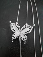 Ketting met vlinderhanger, Met strass, Nieuw, Ophalen of Verzenden, Zilver