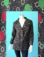 Vintage jaren 70 Jersey blazer grijs/motief maat 40, Maat 38/40 (M), Verzenden, Vintage, Jasje