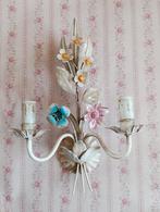 Vintage oud Frans bloemen wandlampje., Ophalen of Verzenden, Gebruikt, Metaal, Vintage