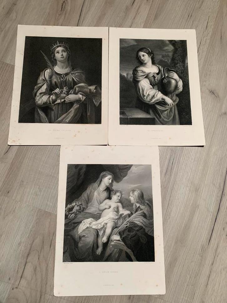 Antiek Gravure - La Samaritaine - La Palme Celeste - L Union, Antiek en Kunst, Kunst | Etsen en Gravures, Ophalen of Verzenden