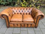 Chesterfield bank Tabaco bruin GRATIS BEZORGD, Gebruikt, 125 cm of meer, Leer, Ophalen of Verzenden