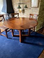 Eettafel teak met 6 stoelen, Ophalen, Gebruikt, 100 tot 150 cm, Antiek/klassiek
