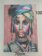 canvasdoek met afbeelding van een Afrikaanse vrouw, Huis en Inrichting, Ophalen, Zo goed als nieuw, Schilderij, 75 cm of meer