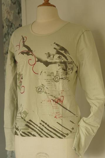 Mooie Nieuwe lichtgroene longsleeve Mexx mt L 40 met print beschikbaar voor biedingen